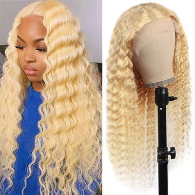 613 Lace Front Wig Blonde Deep Wave Wig Honey Blonde HD Lace Front Wigs 13x4 Lace Frontal Wigs Glueless Human Hair Wigs