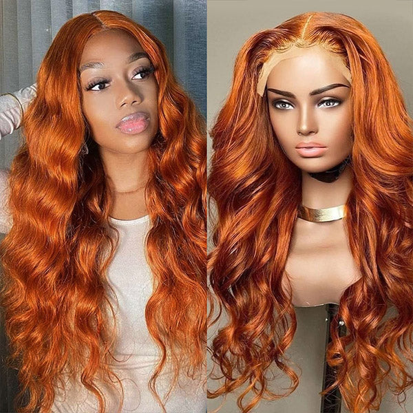 Ginger Blonde Body Wave Human Hair Wigs 5x5 HD Lace Front Wig Body Wave Wig