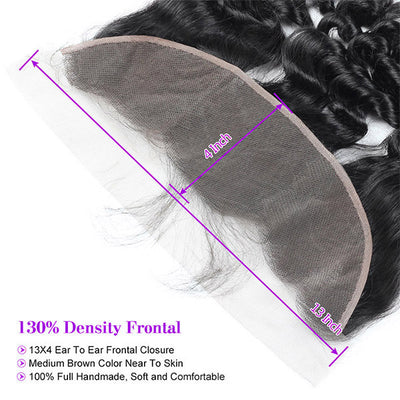 Loose Wave 3 Bundles With Hd Lace Frontal 13x4 Ear To Ear Closure Brazilian Virgin Human Hair Weave