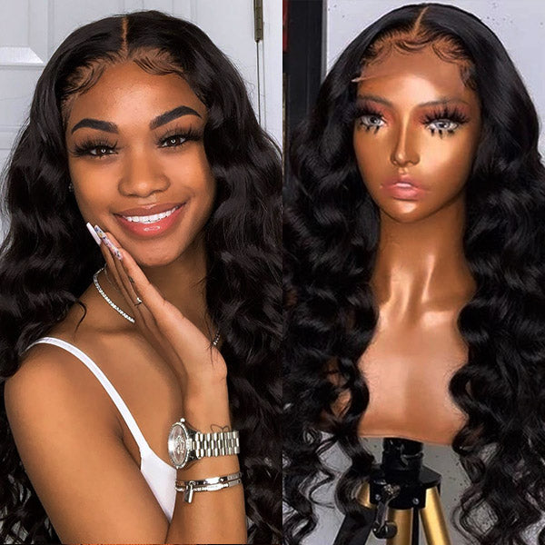 Transparent Lace Wigs 13x1 Part Lace Front Wig Loose Wave Hair Pre Plucked Wigs