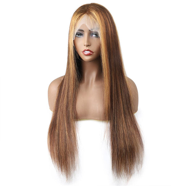 Highlight Wig 13x4 Ombre HD Transparent Lace Front Wigs Bone Straight Honey Blonde Lace Frontal Wig Colored Human Hair Wigs