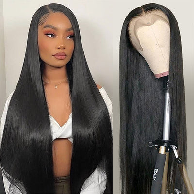 Straight Human Hair Wigs Transparent T Part Lace Wig 13X1 Middle Part Lace Front Wig