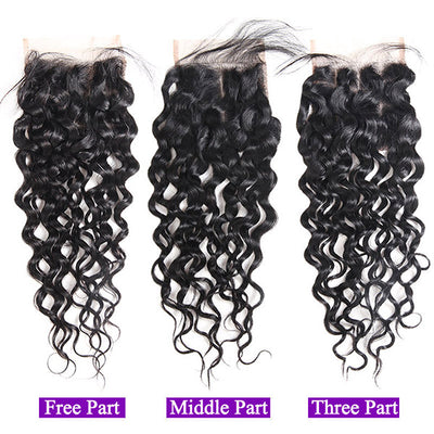 Indian Hair Extensions Water Wave 3 Bundles With 4x4 Lace Closure Double Weft Bundles Weave