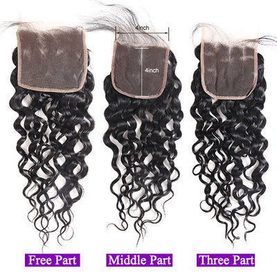 Water Wave 3 Bundle Deals Malaysian Human Hair Bundles With 4x4 Lace Closure