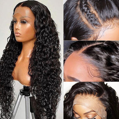 Full Lace Front Wig Water Wave Wet and Wavy 13x4 HD Lace Wigs Pre Plucked With Baby Hair 32 Inch Ama Hair