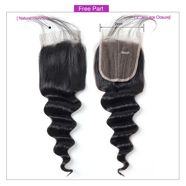 Loose Deep Wave Hair Bundles With Closure Peruvian Hair 3 Bundles With 4x4 Lace Closure