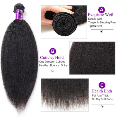 Vigin Indian Hair Yaki Straight Bundles With Frontal Hd 13x4 Ear To Ear Lace Frontal Closure