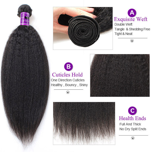 Malaysian Yaki Straight Bundles With Hd Lace Frontal 100% Virgin Human Hair Extensions